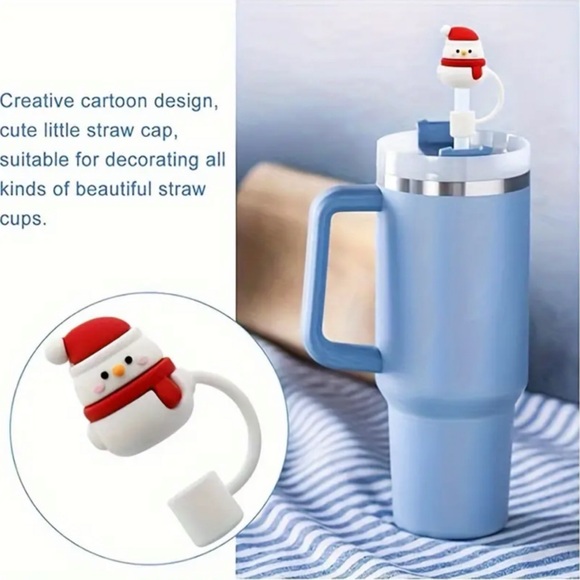 Snowman Straw Topper/Cover, NEW, Merry Christmas, Fits 10mm Straw - Picture 6 of 8